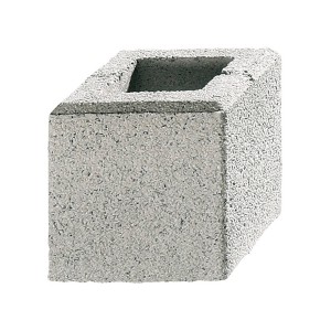 Gomera Gartenmauer Halbstein in Weiß, 20x20x20 cm, für Mauersysteme und Einfassungen.