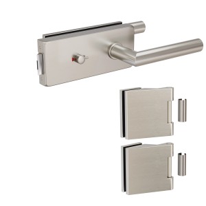 Levidor Glastürbeschlag Studio/Office eckig mit WC-Riegel aus Edelstahl für Glastüren.
