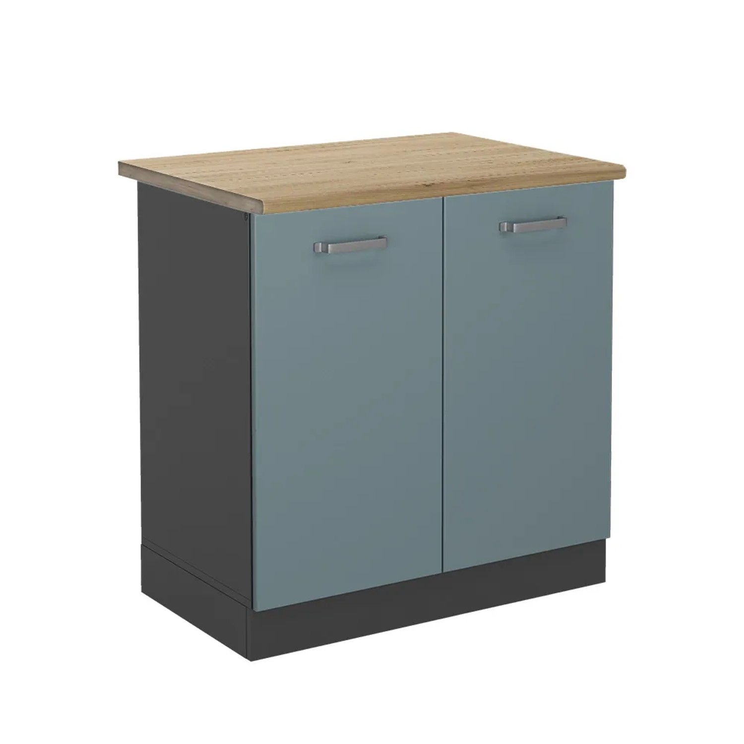 Vicco Spülenunterschrank R-Line Küchenunterschrank für die Spüle Blau-Grau/Anthrazit 80 cm AP Eiche