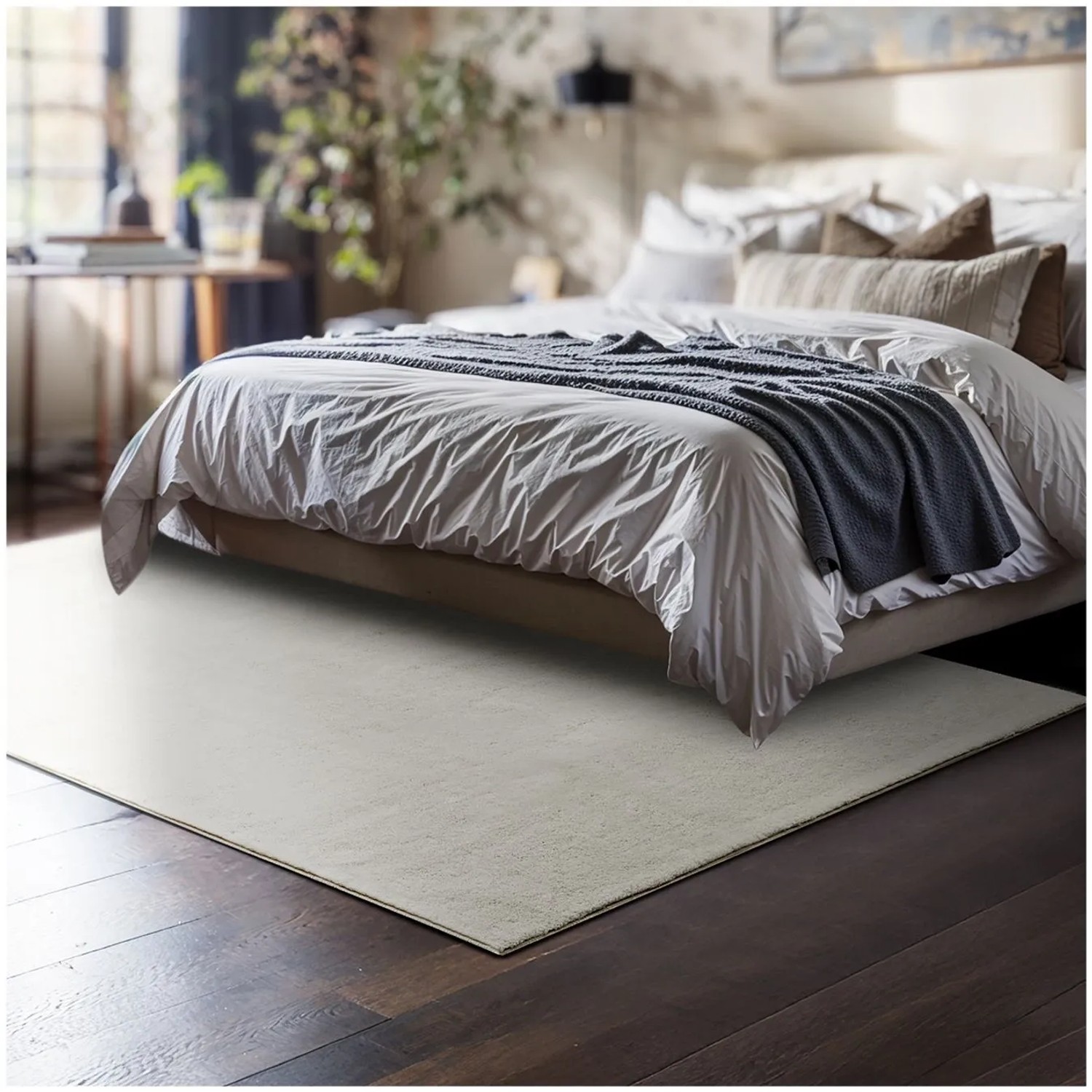 Tectake Kurzflorteppich Soft Zone Verschiedene Größen und Farben Flauschige Oberfläche  1630 G M² Florgewicht 120 x 170 cm 120 x 170 x 1 50 cm Creme