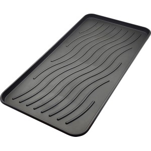 Schwarze Abtropfschale für Schuhe, 78x38cm, aus robustem Kunststoff. Ideal für Fußmatten & Schmutzmatten.