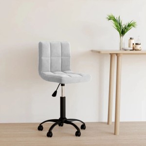 Hellgrauer Samt Bürostuhl mit Rollen, drehbar, Gasfeder, gesteppte Polsterung, für Home-Office.
