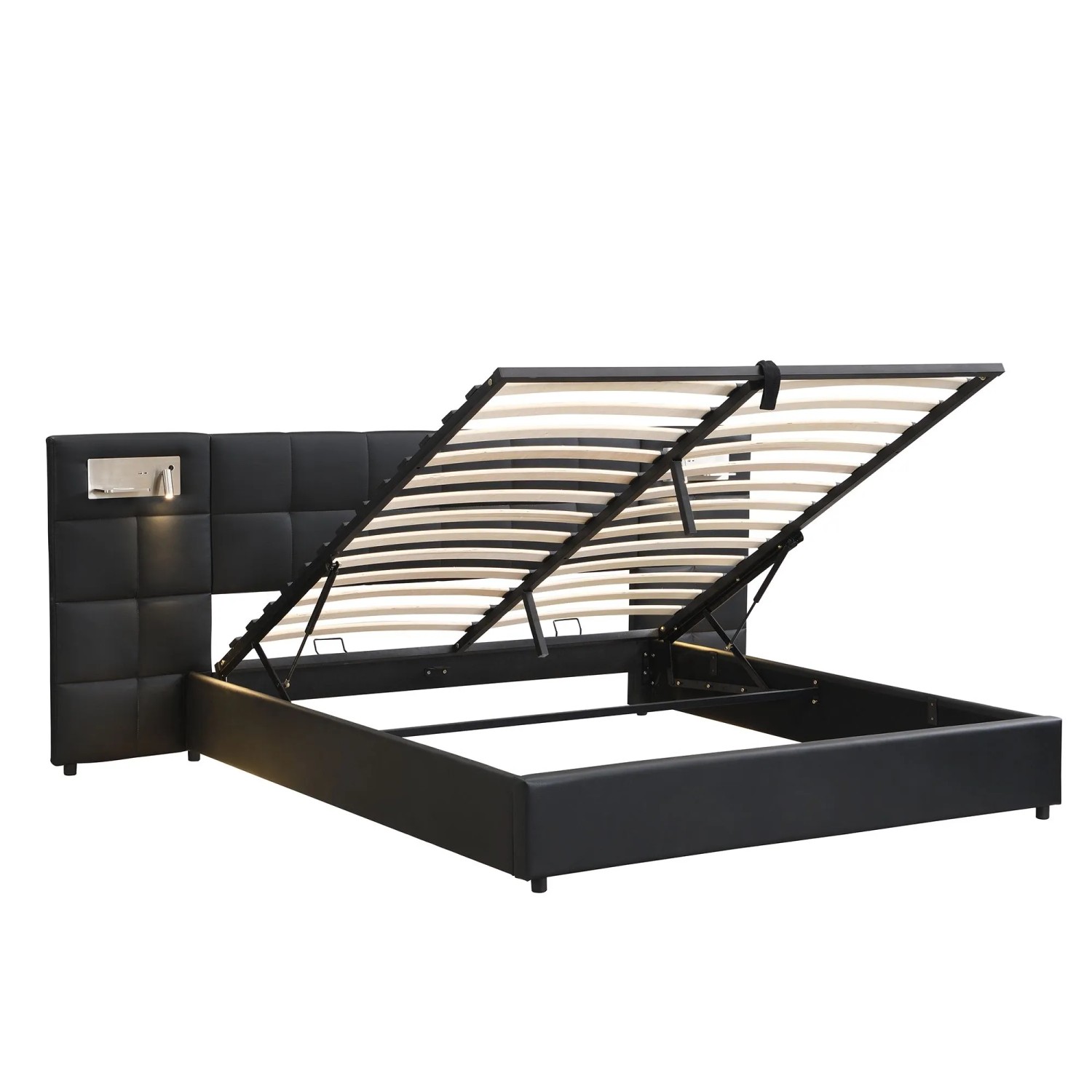 okwish Polsterbett 180x200cm mit Wireless Charging Schlafzimmer Schwarz ohne Matratze