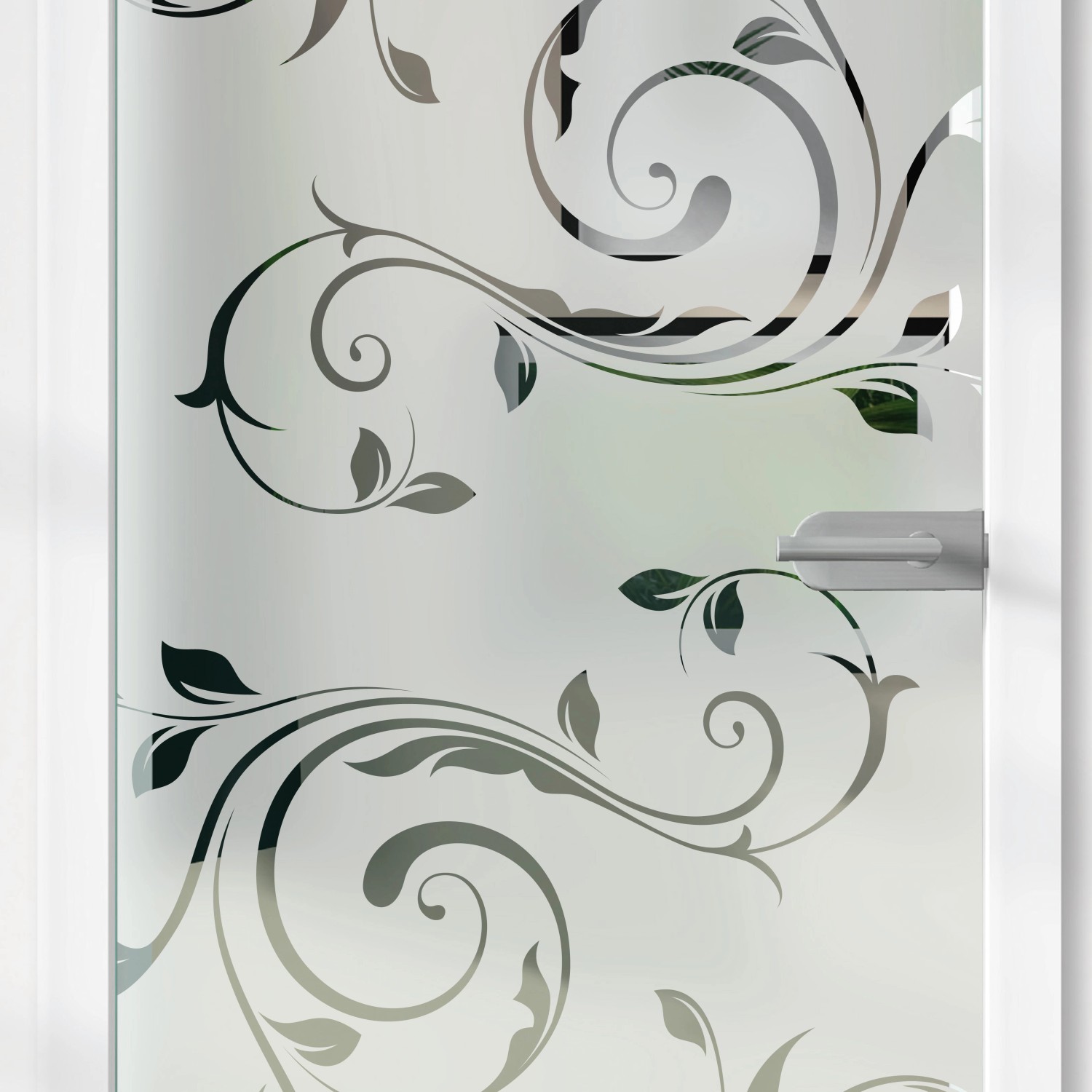 Glasdrehtür mit Siebdruck Dekor 36/35, DIN links. ESG Glastür für mehr Licht im Raum.