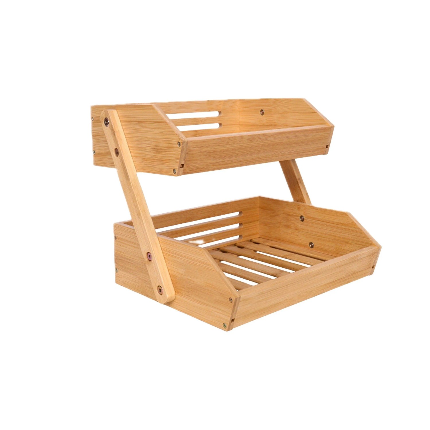 Relaxdays Obst Etagere Bambus Natur 2 Etagen 26,5 x 30 x 25 cm 1,7 kg