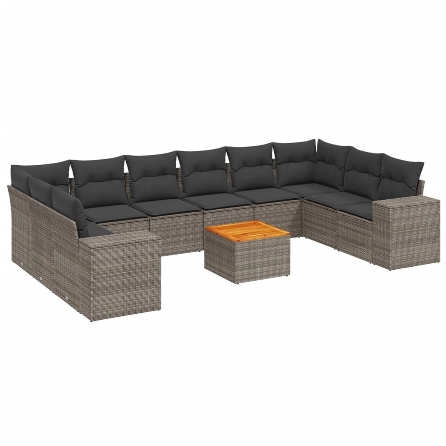 vidaXL 11-Tlg Garten-Sofagarnitur mit Kissen Grau Poly Rattan 3225619 günstig online kaufen