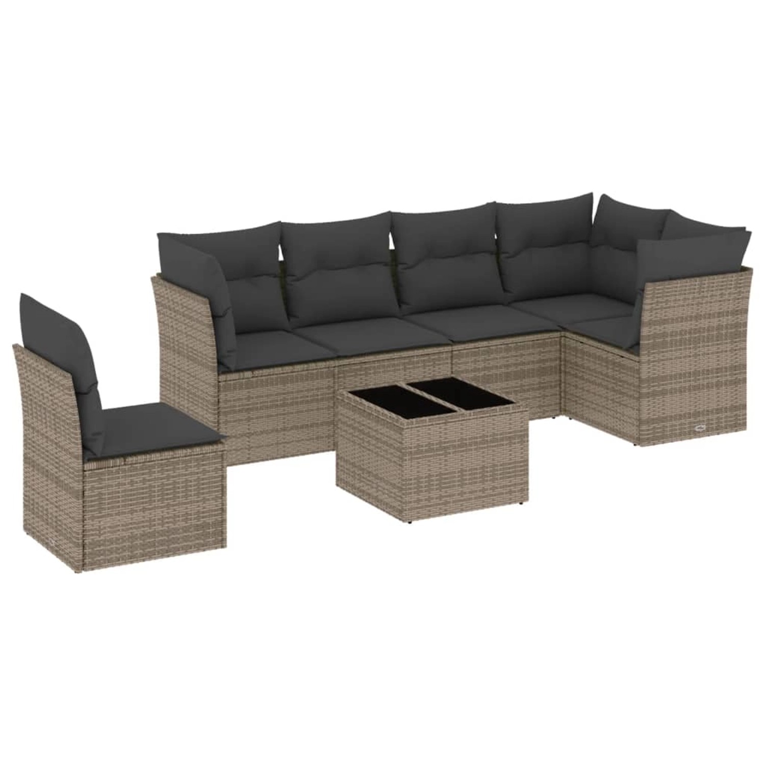 vidaXL 7-Tlg Garten-Sofagarnitur mit Kissen Grau Poly Rattan 3217710 günstig online kaufen