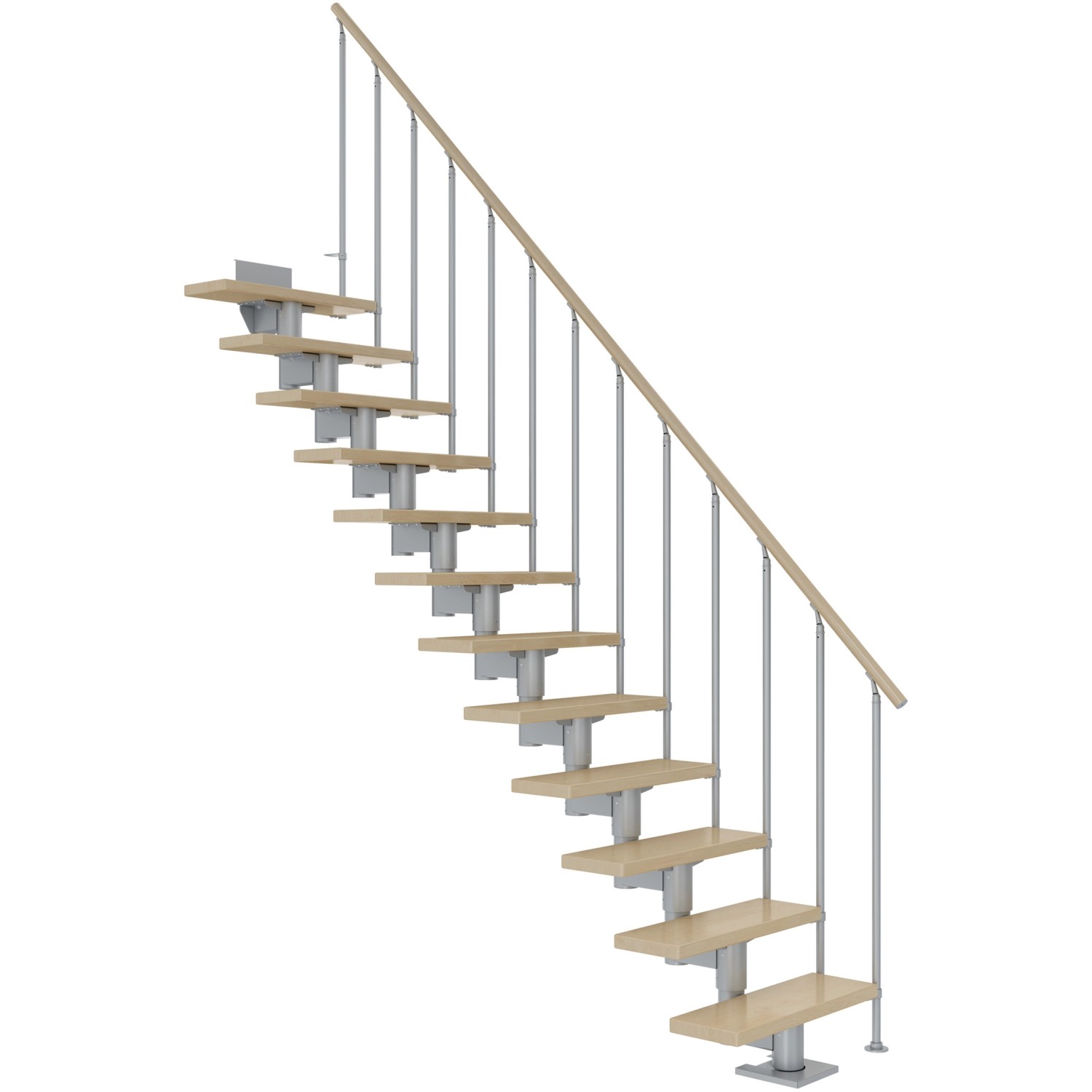 Dolle Mittelholmtreppe Cork Ahorn Perlgrau GH bis 270 cm Gerade 75 cm FSC günstig online kaufen