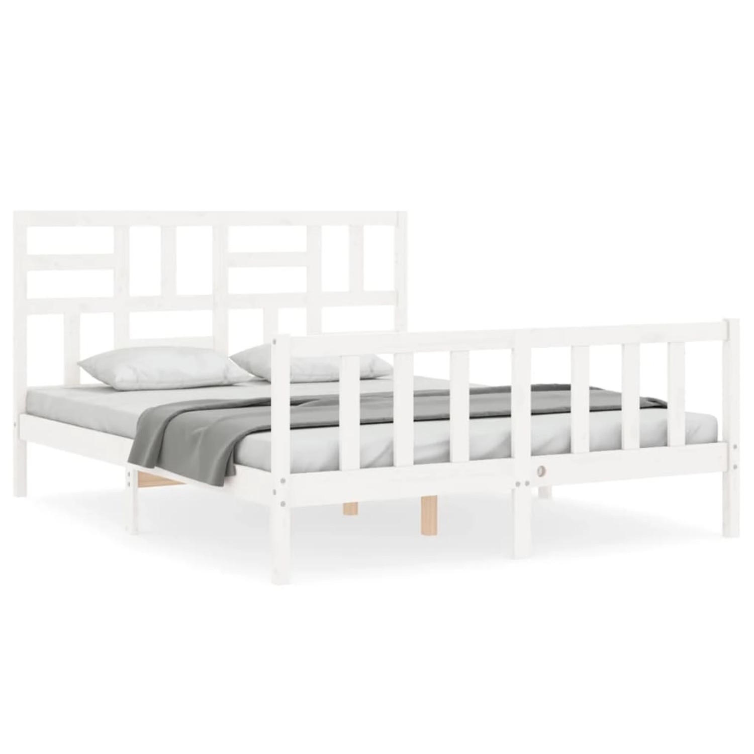vidaXL Massivholzbett mit Kopfteil Weiß 5FT King Size1689911 günstig online kaufen