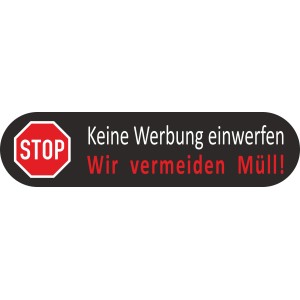 Aufkleber "Keine Werbung einwerfen" aus PVC-Folie, 2,5x9 cm, für Briefkasten.