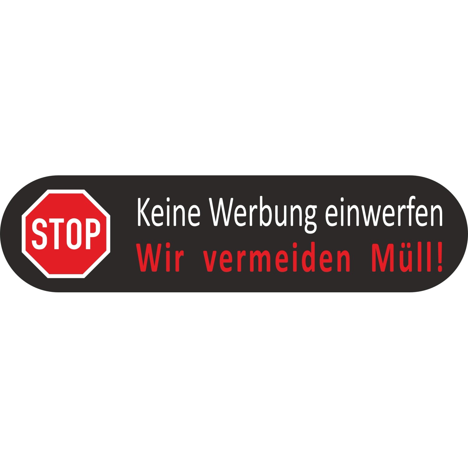 Aufkleber Keine Werbung 2,5 cm x 9 cm PVC-Folie