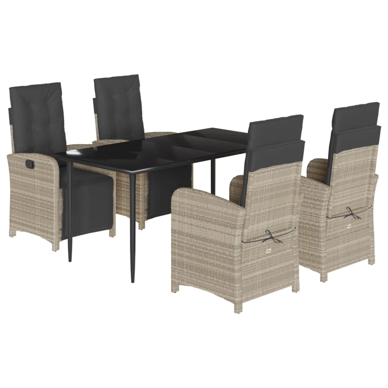 vidaXL 5-Tlg Garten-Essgruppe mit Kissen Hellgrau Poly Rattan 3212601 günstig online kaufen