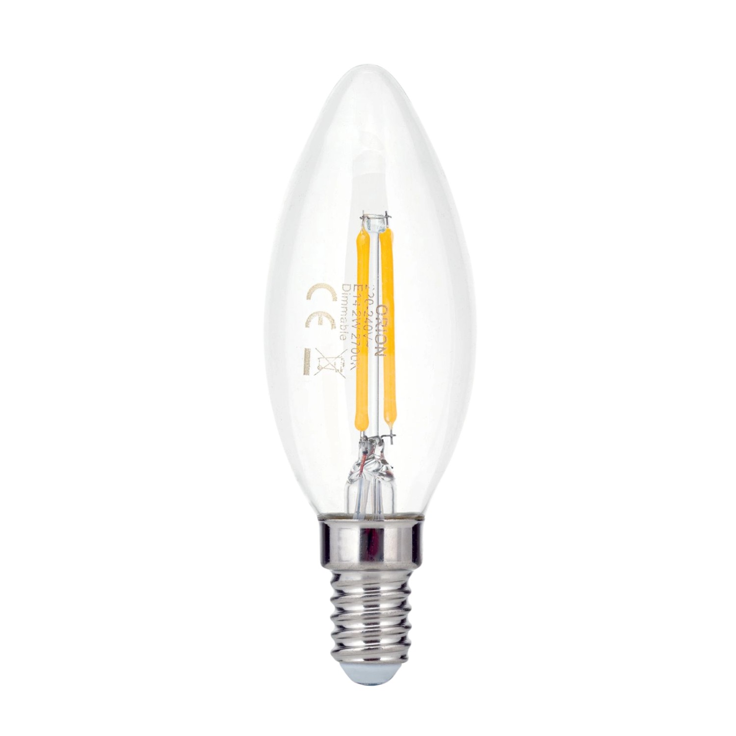 Orion Leuchten LED-Kerze Dimmbar E14/2W 18W 180 lm 2700 K Warmweiß Klar