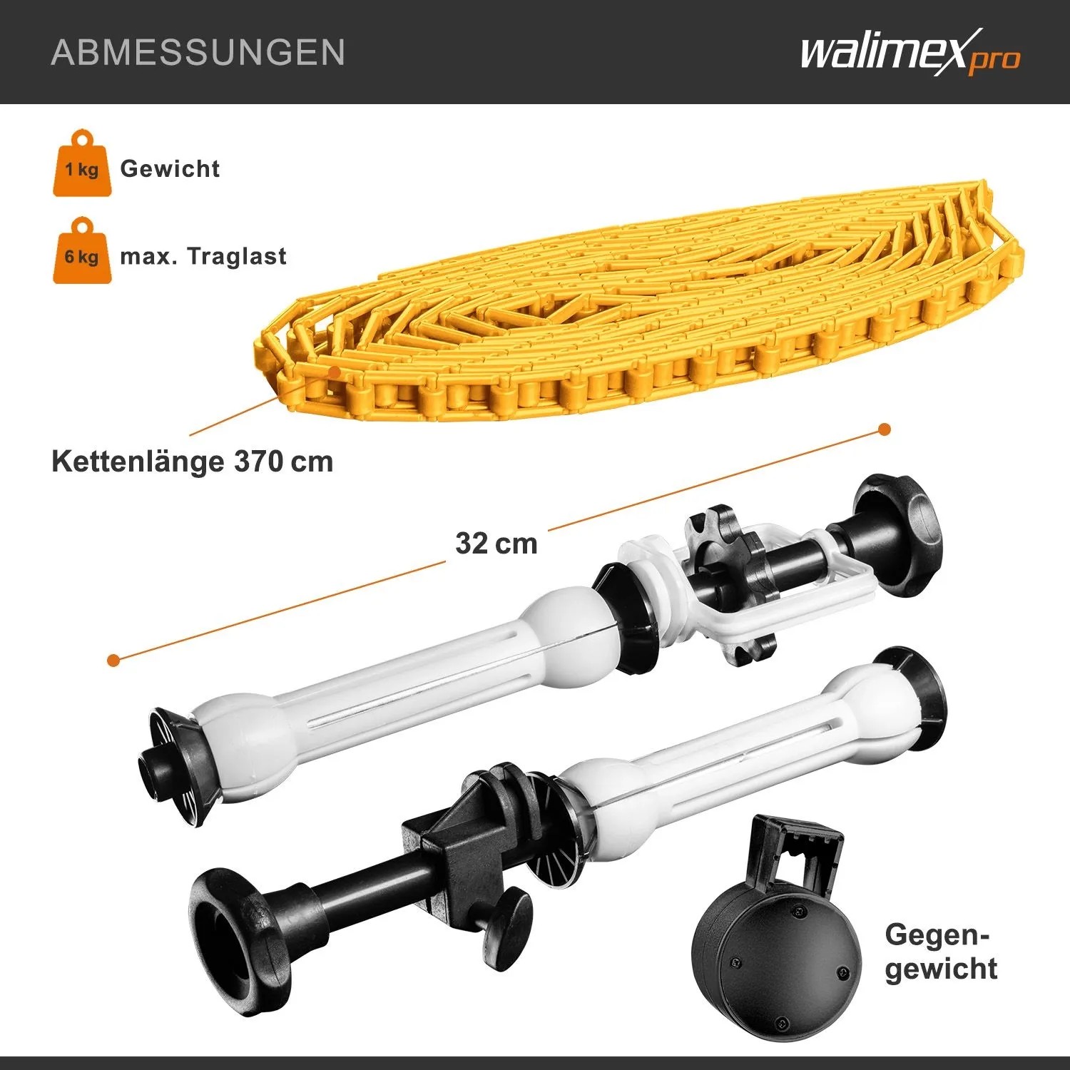 Walimex Hintergrundexpan Kette Gewicht 320X130X85Mm Orange Kern 45-78Mm 6Kg_5