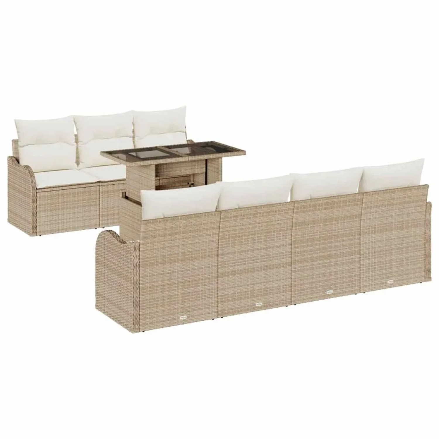 vidaXL Gartensofa-set mit Kissen mit Speicher 8-Tlg Beige Poly-Rattan 33571 günstig online kaufen