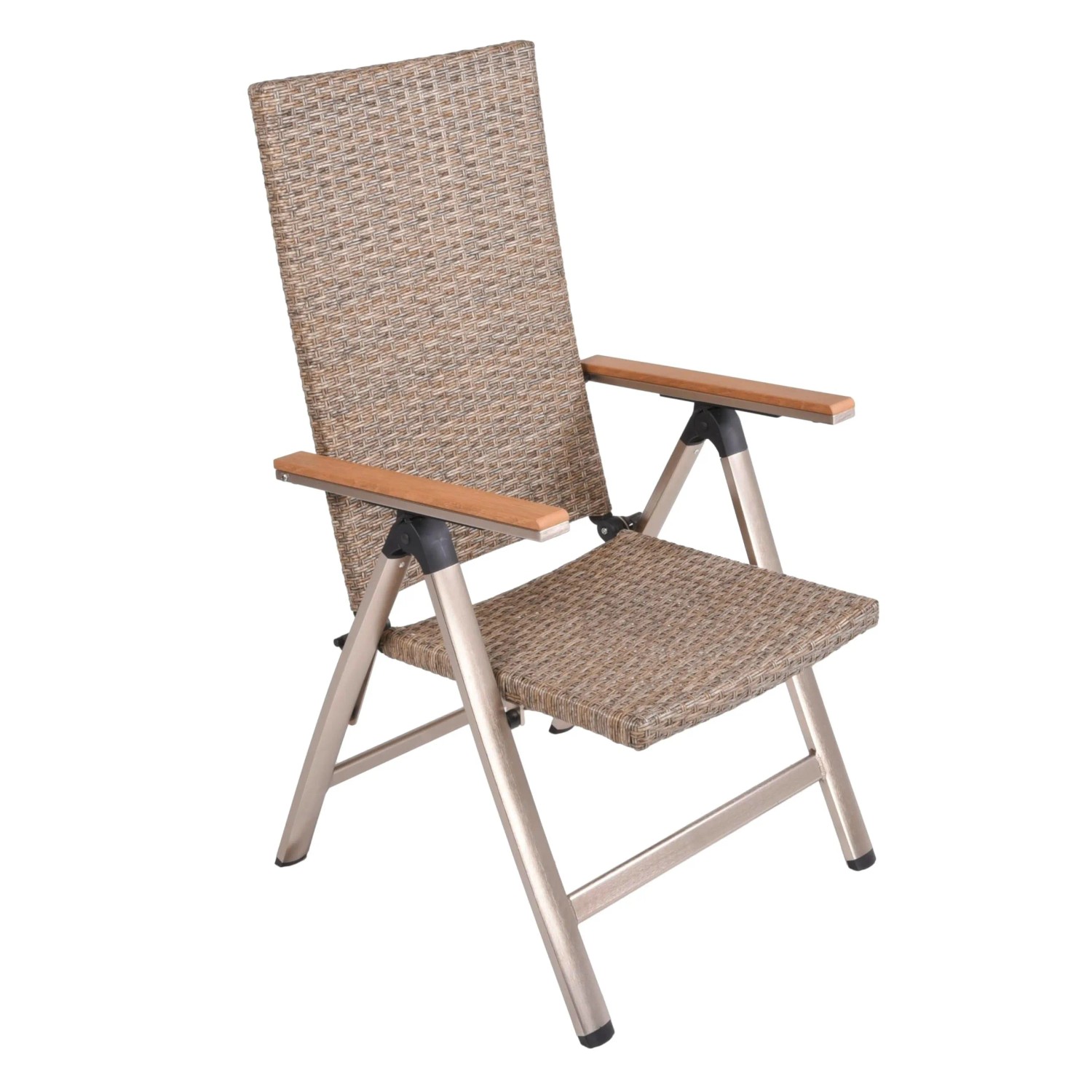 DELUKE Gartenstuhl GABOR Kunststoffgeflecht Grau Hochlehner Wetterfest Terrassenstuhl Outdoor Essstühle