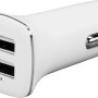 Weißer USB-Adapter für Zigarettenanzünder zum Aufladen mobiler Geräte im Auto.