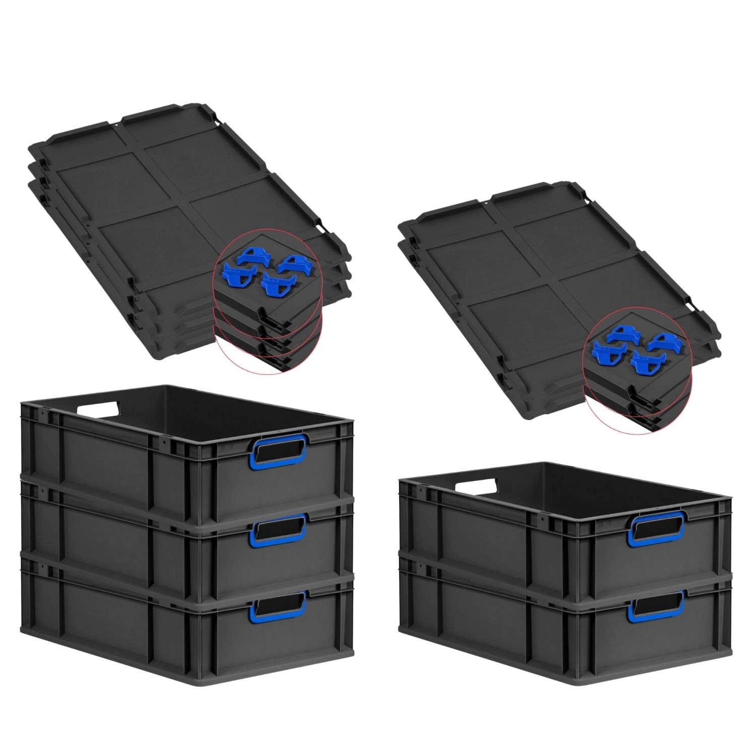 PROREGAL SuperSparSet 5x Eurobox Nextgen Color Mit Auflagedeckel HxBxT 17x4 günstig online kaufen
