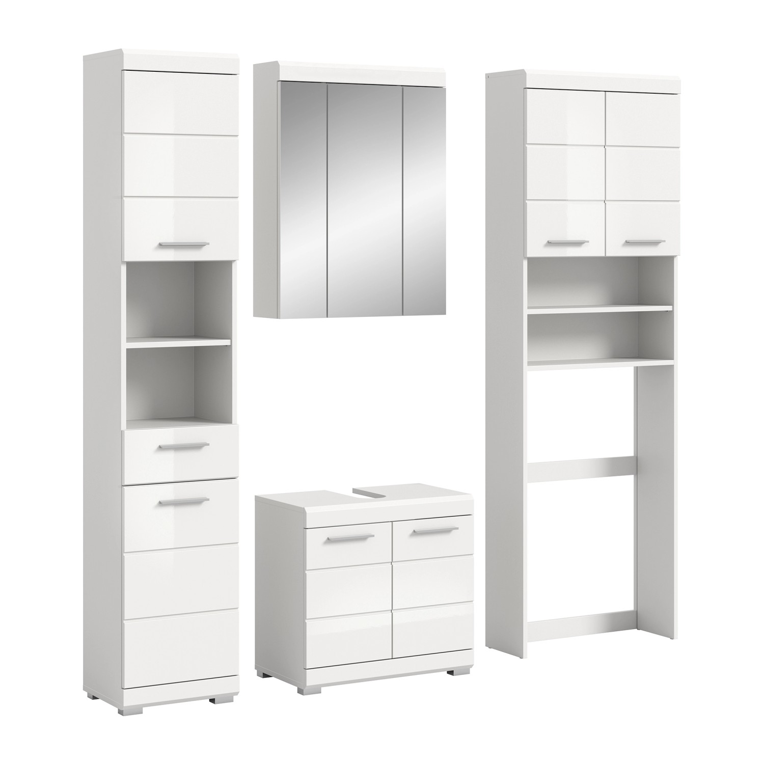 Badkombination 4-teilig 190 cm x 191 cm x 34 cm Front Weiß Hochglanz FSC® günstig online kaufen