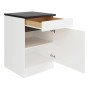 Optifit Unterschrank Luca932, 60 cm, weiß/anthrazit, mit Schublade und Tür geöffnet.