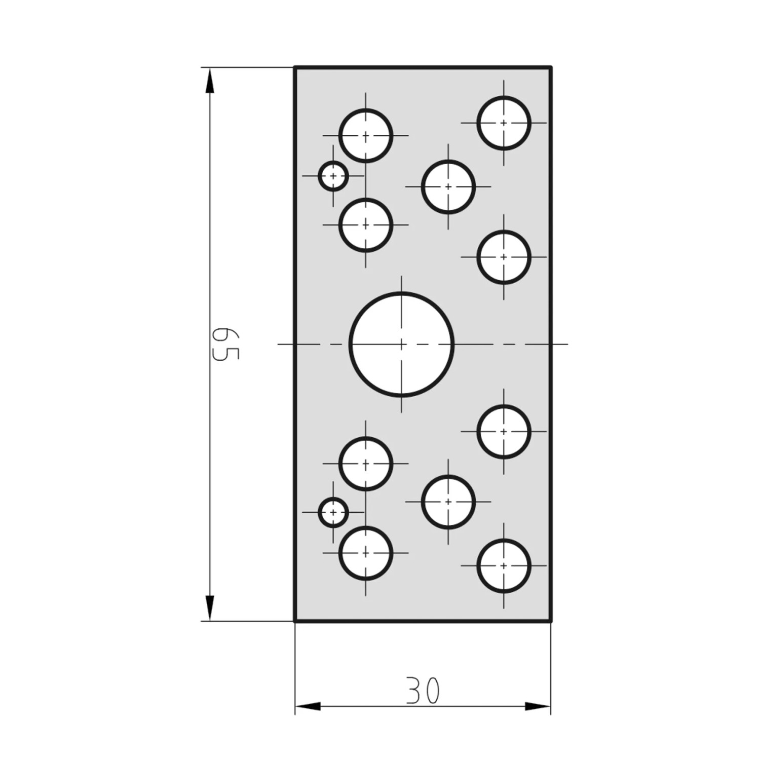 Basi Distanzplatten-Set für Türzusatzschloss KS 500/500R, silberfarben, 30x65mm.