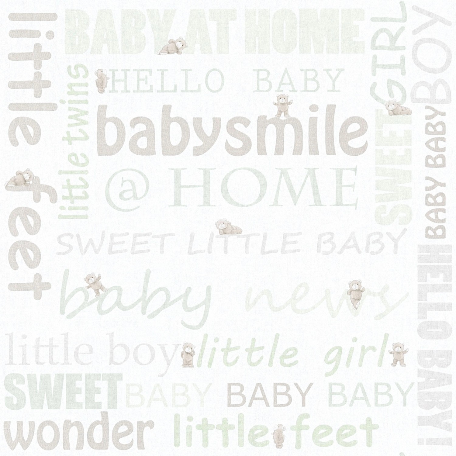 Bricoflor Schriftzug Tapete in Hellgrün Babytapete Neutral Ideal für Jungen und Mädchen Spruch Tapete aus Vlies für Baby