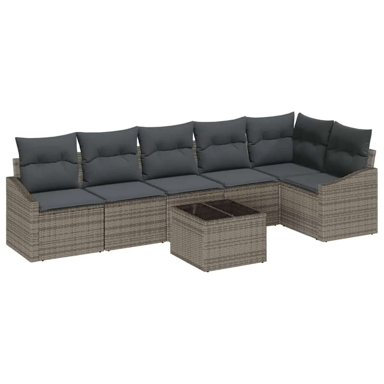 vidaXL Sofa Set mit Kissen mit Speicher 7-Tlg Hellgrau Poly-Rattan 3355418 günstig online kaufen