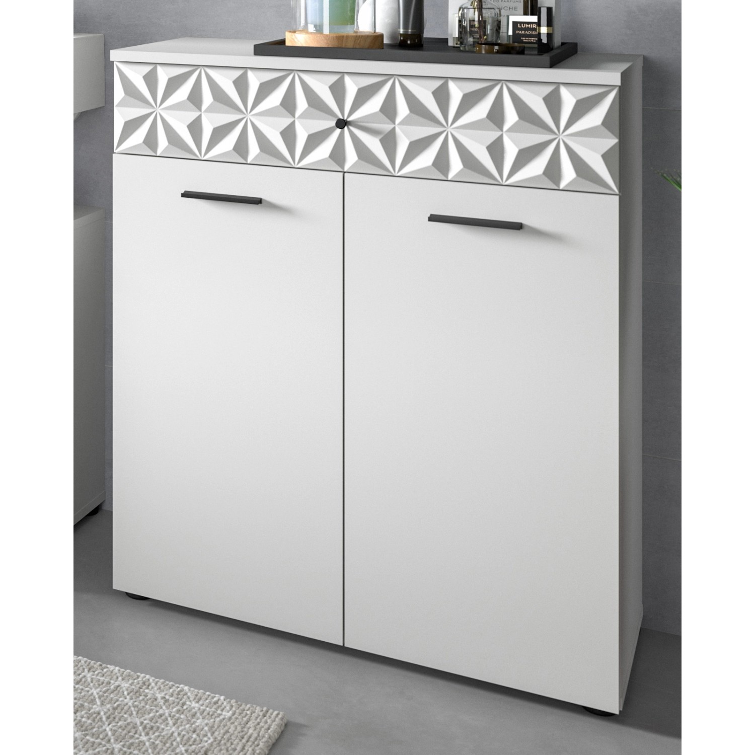 Inn.Furn Badezimmer Kommode in Weiß Hochglanz 70 cm Relief günstig online kaufen