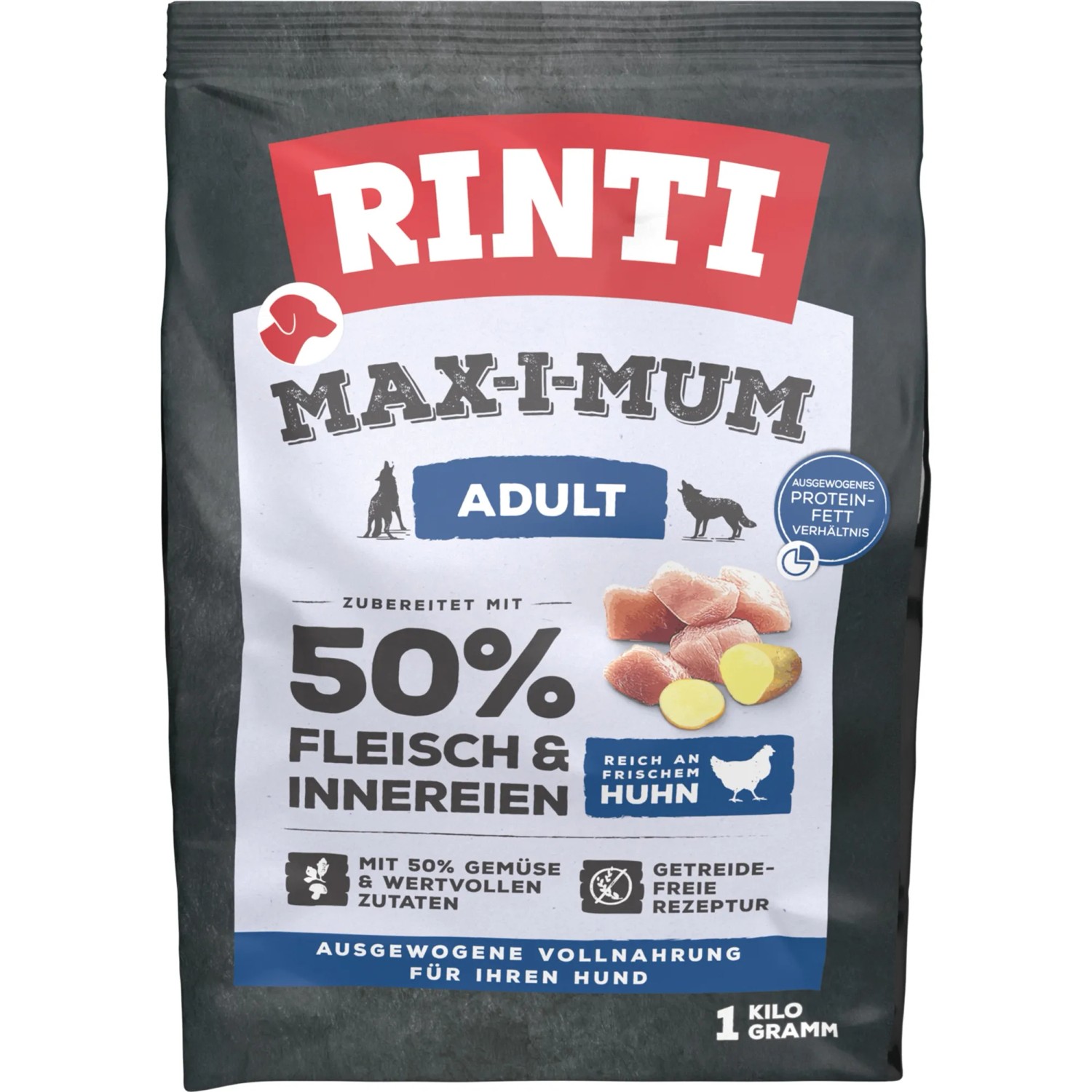 Rinti Hunde-Trockenfutter Max-i-Mum mit 50 % Huhn 1 kg