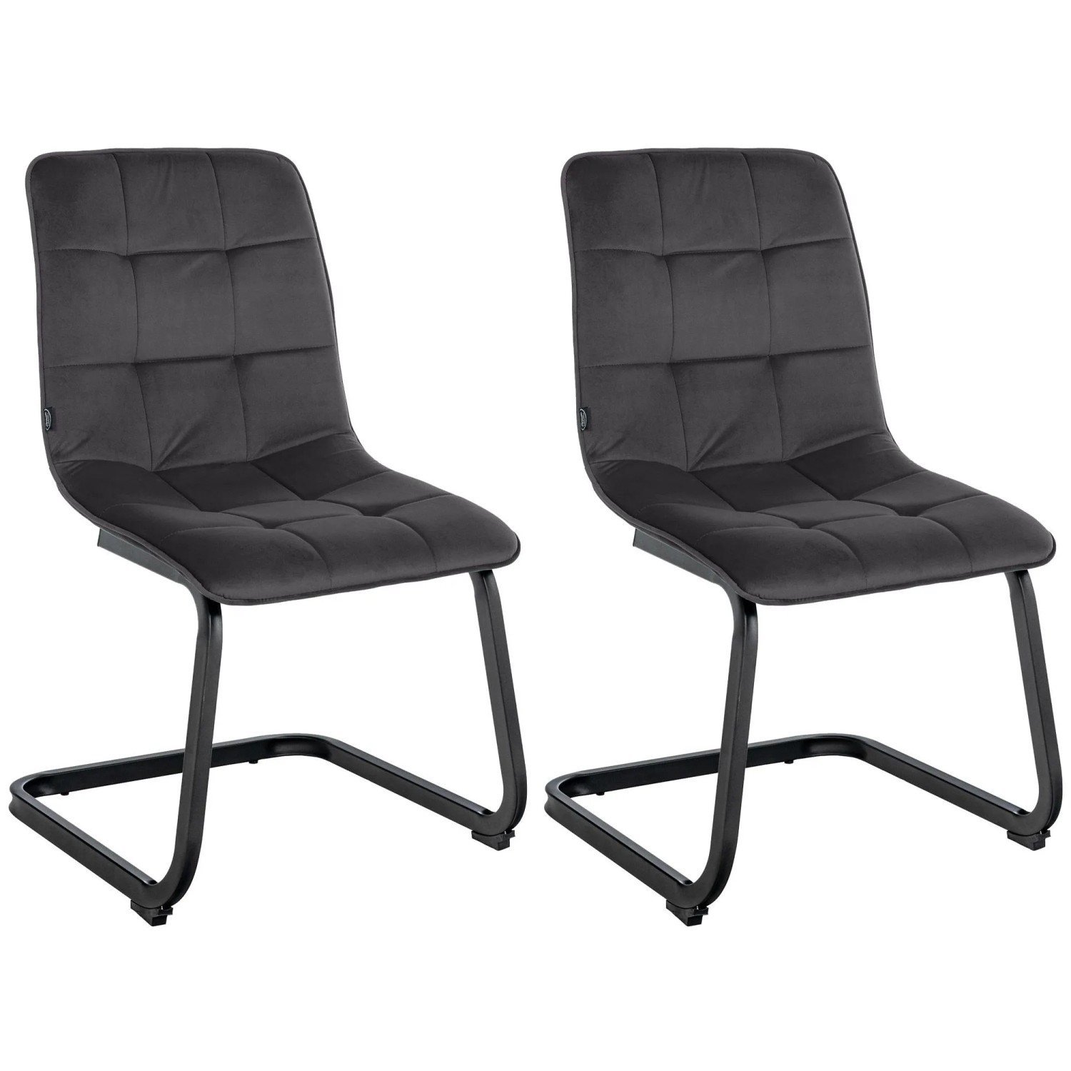 DELUKE 2er Set Esszimmerstuhl LIHAR Samt Schwarz 47x58x87cm Essstühle Esszimmerstühle Küchenstühle Wohnzimmerstühle