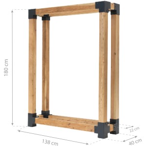Westmann Kaminholzregal Michel XL aus Lärchenholz, unbehandelt, mit Stahlverbindern.