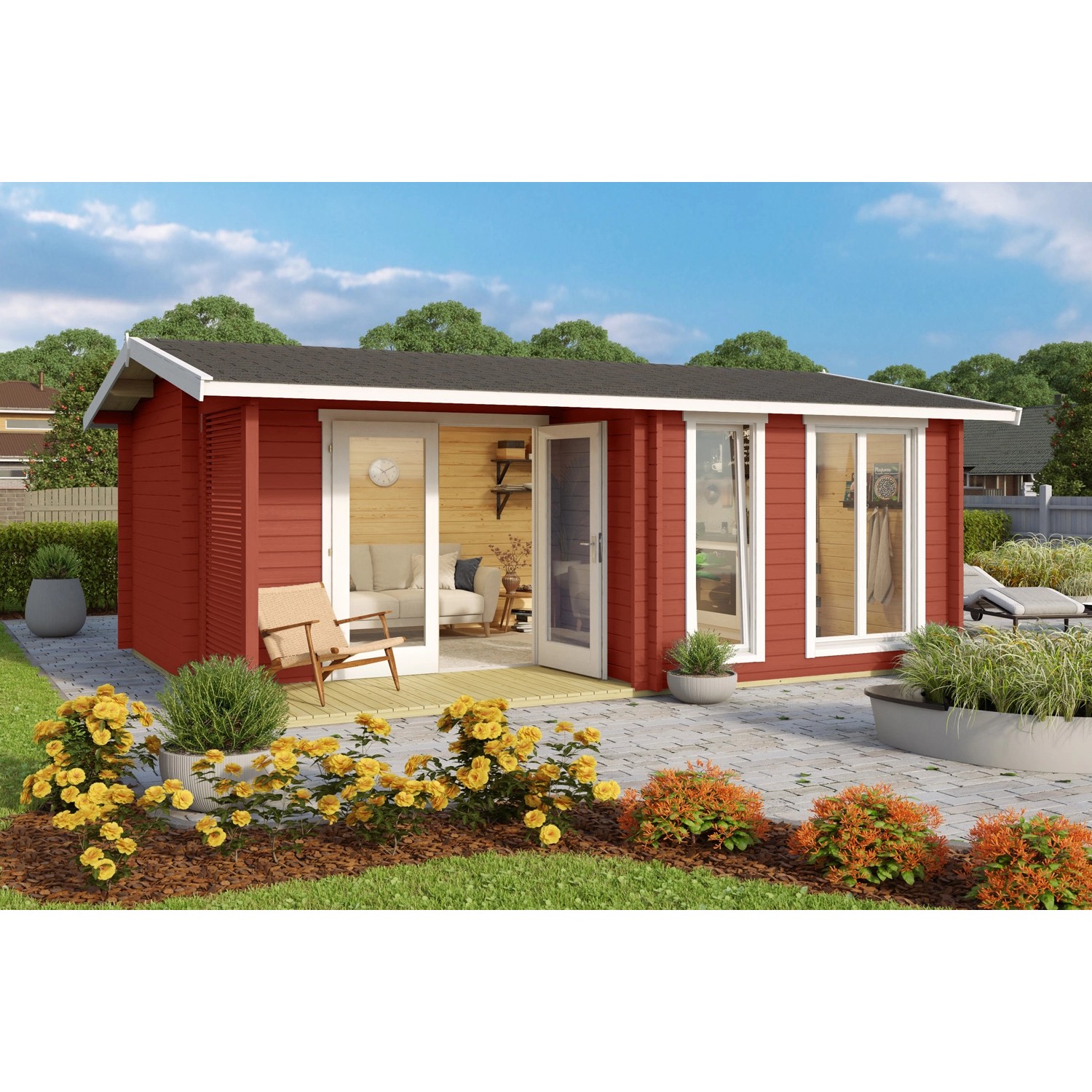 Lasita Maja Gartenhaus Brighton 44 mm Schwedenrot 520 cm x 370 cm günstig online kaufen