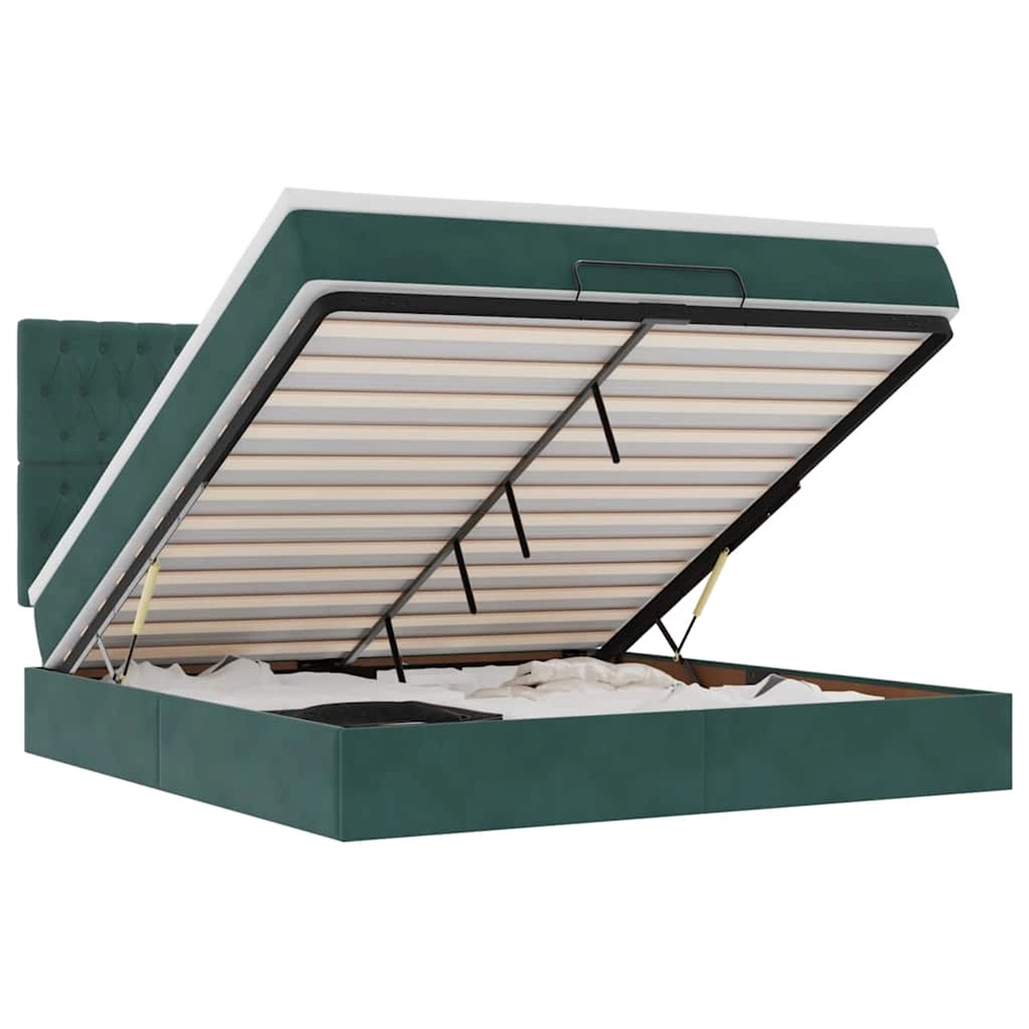 vidaXL Ottoman-Bett mit Matratzen Dunkelgrün 180x200 cm Samt 3313562