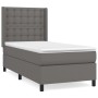 Graues vidaXL Boxspringbett 90x200 cm mit Kunstleder und Matratze.
