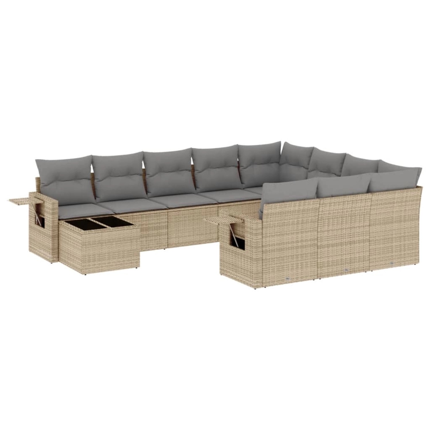 vidaXL 11-Tlg Garten-Sofagarnitur mit Kissen Beige Poly Rattan 3220728 günstig online kaufen