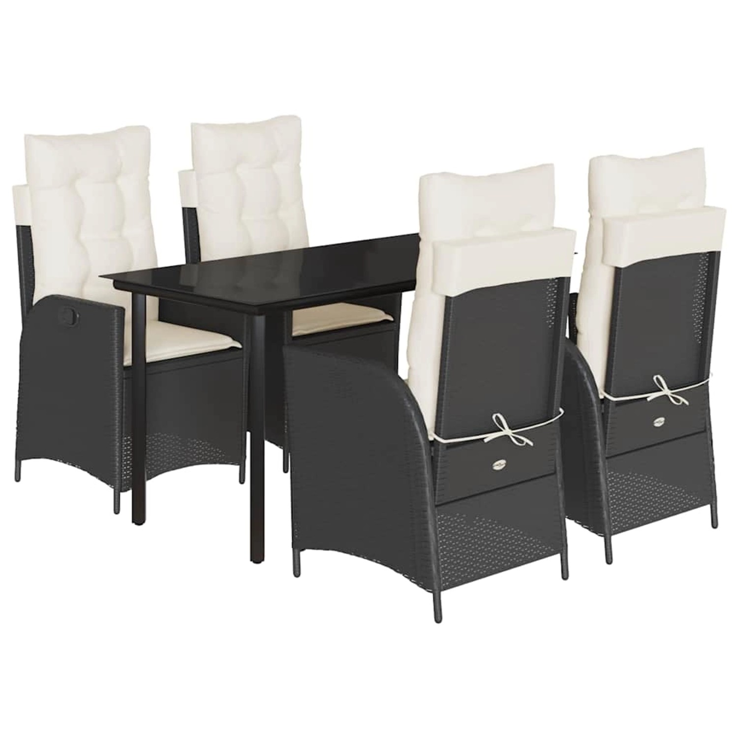 vidaXL 5-Tlg Garten-Essgruppe mit Kissen Schwarz Poly Rattan 3213167 günstig online kaufen