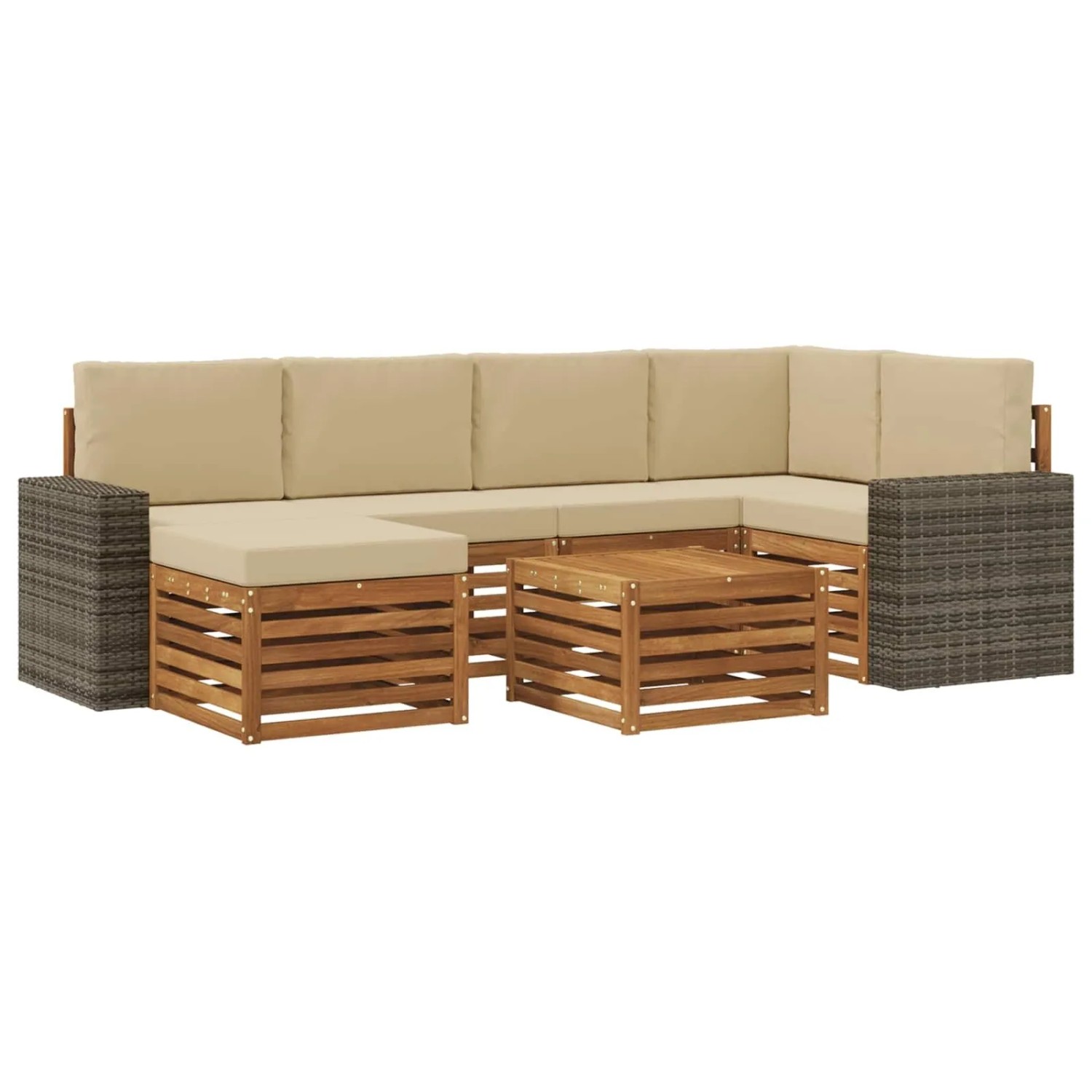 vidaXL Ecksofa Set mit Kissen 7 Stk Natur und Beige 3384609