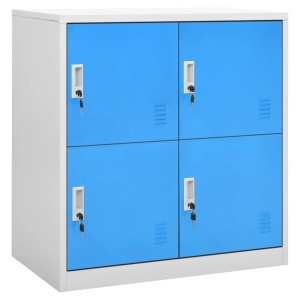 vidaXL Schließfachschrank, 2er Set, hellgrau/blau, Stahlschrank mit 4 Fächern und Schlössern.