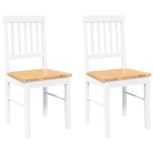 vidaXL Esszimmerstühle 2 Stk Weiß Massivholz Gummibaum 4102430