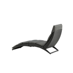 Schwarze ebuy24 Archie Sonnenliege aus Rattan für den Garten.