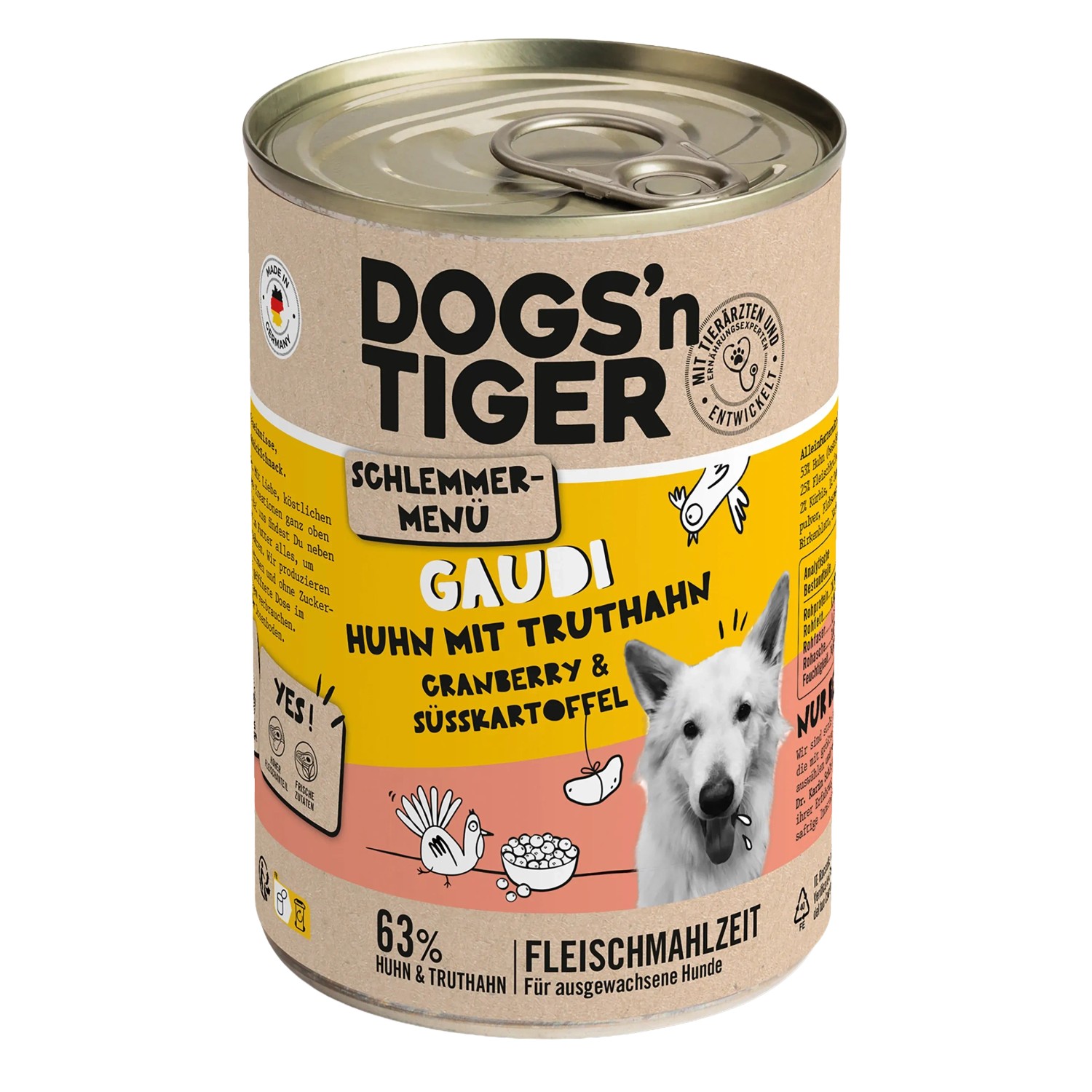 Dogs'n Tiger Hunde-Nassfutter Gaudi Huhn mit Truthahn 400 g