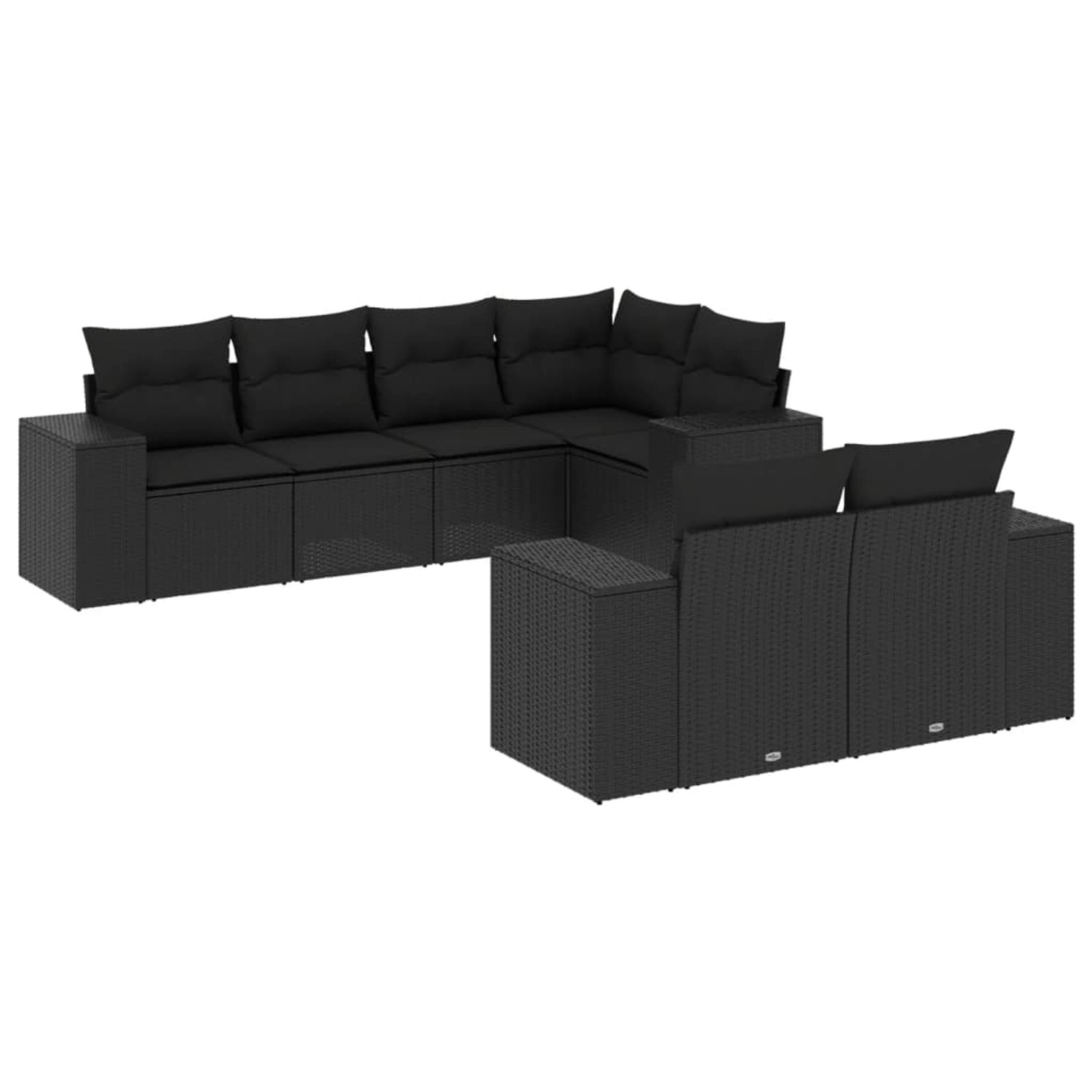 vidaXL 7-Tlg Garten-Sofagarnitur mit Kissen Schwarz Poly Rattan 3255142 günstig online kaufen