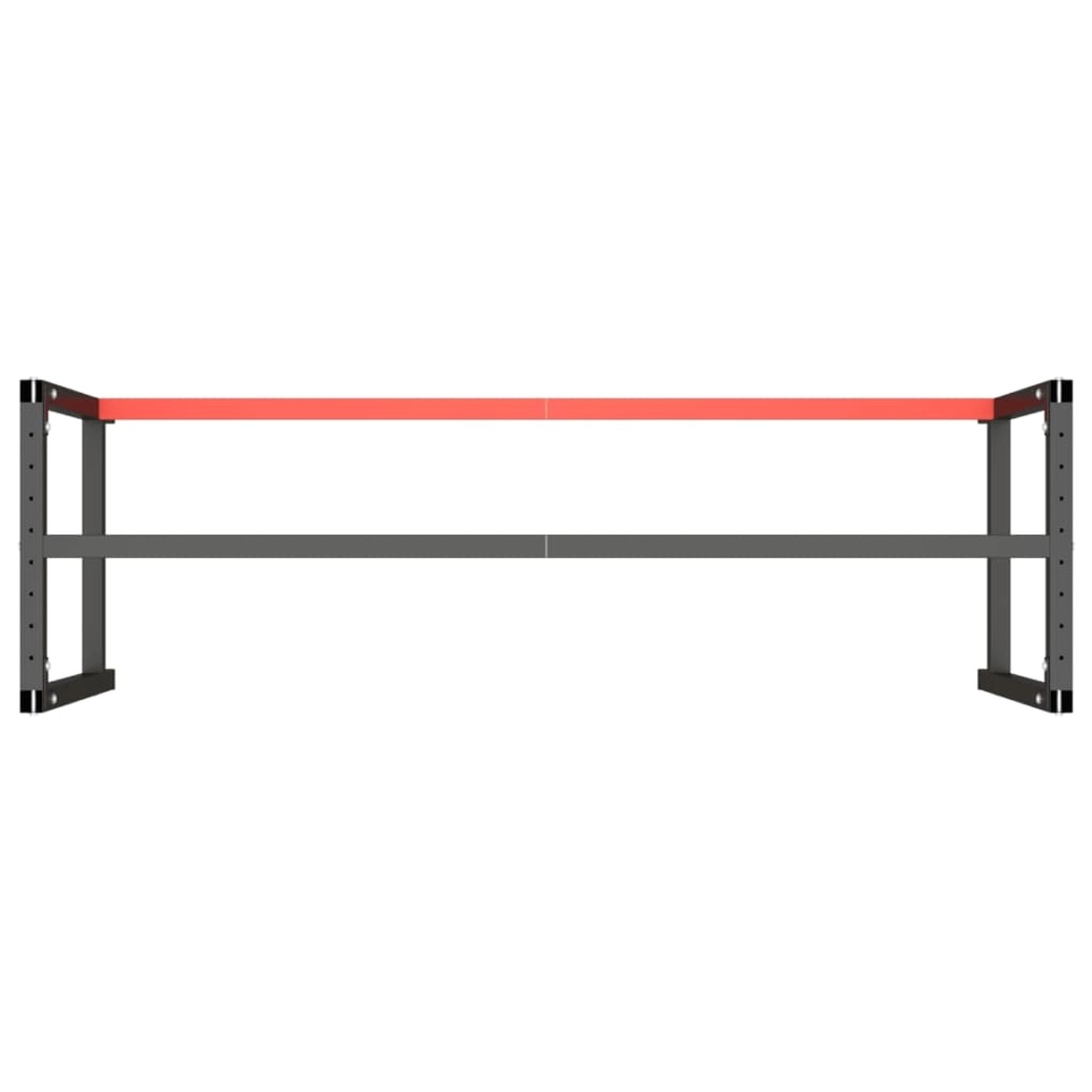 Werkbankgestell in Schwarz und Rot (180x57x79 cm) aus Metall für Werkstatt und Hobby.
