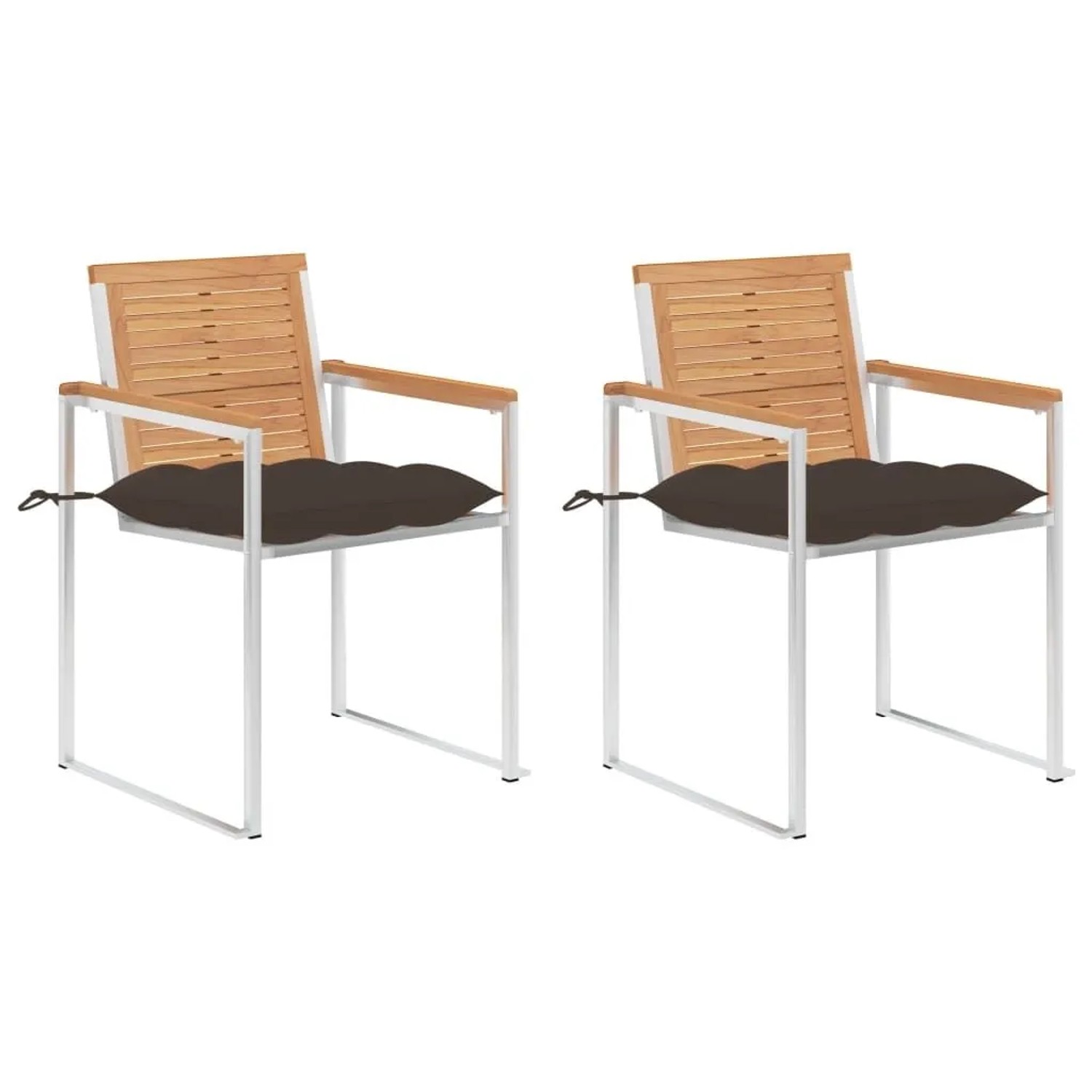 vidaXL Gartenstühle mit Kissen 2 Stk Massivholz Teak und Stahl 3061538 günstig online kaufen