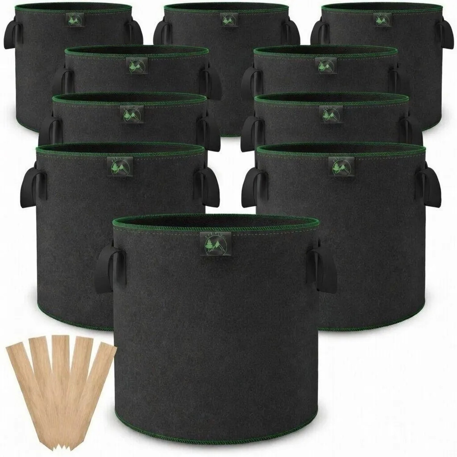 TTL GARDEN Pflanzsack 12L 10er Set Filz Stofftopf 300g/qm Vlies Pflanzentopf Rund Ø26cm Pflanzentopf Garten