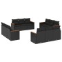 vidaXL Garten-Sofagarnitur, 12-teilig, schwarzes Poly Rattan mit Kissen. Gartenmöbel-Set für Terrasse und Garten.