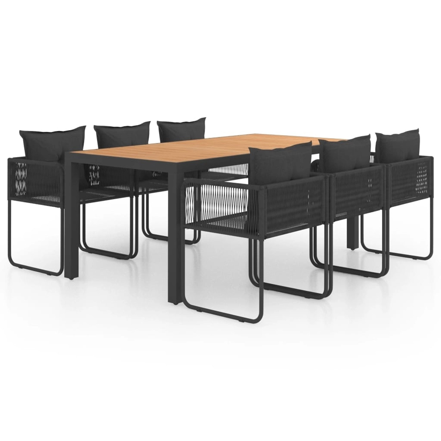 vidaXL 7-Tlg Garten-Essgruppe PVC Rattan Schwarz und Braun 3060110 günstig online kaufen
