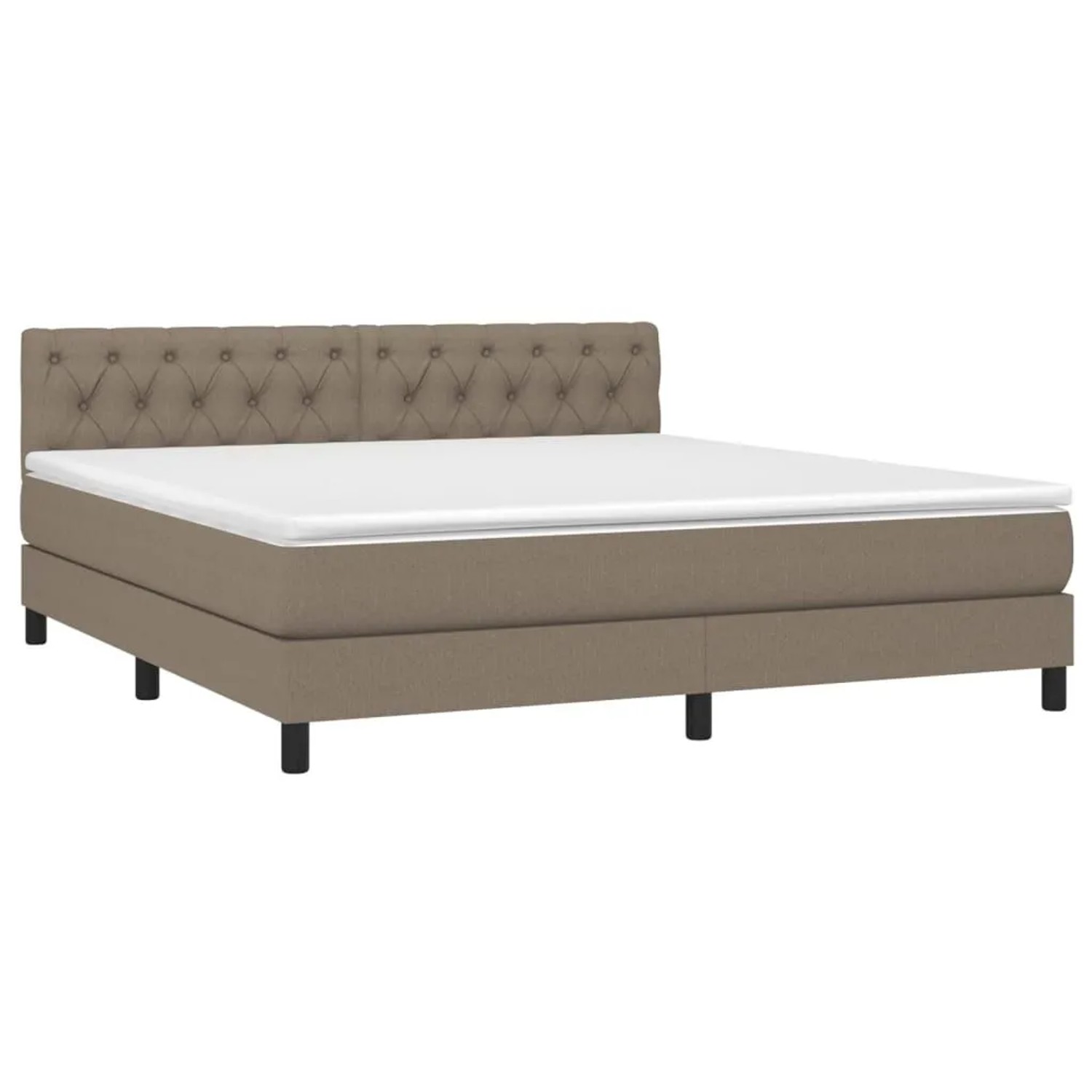vidaXL Boxspringbett mit Matratze und LED Taupe 160x200 cm Stoff 3133409