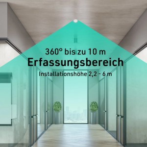 Oktaplex Kim 2er Set Einbau Deckenbewegungsmelder 360 Grad IP54 PIR-Sensor 10m Weiß