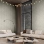 Beige Vliestapete mit modernem Dreiecksmuster von Marburg im Wohnraum.